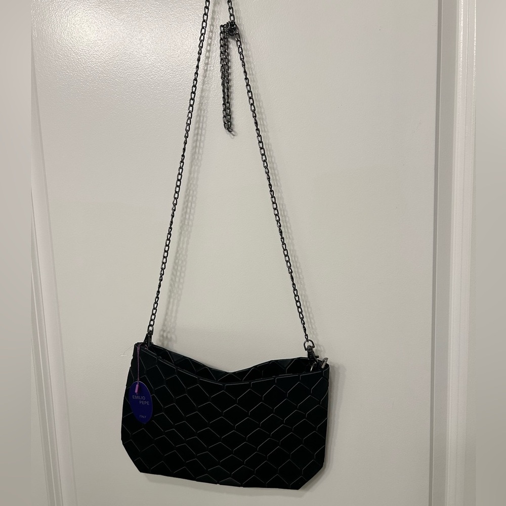 Emilio Pepe Chic Black Chain Shoulder Bag
